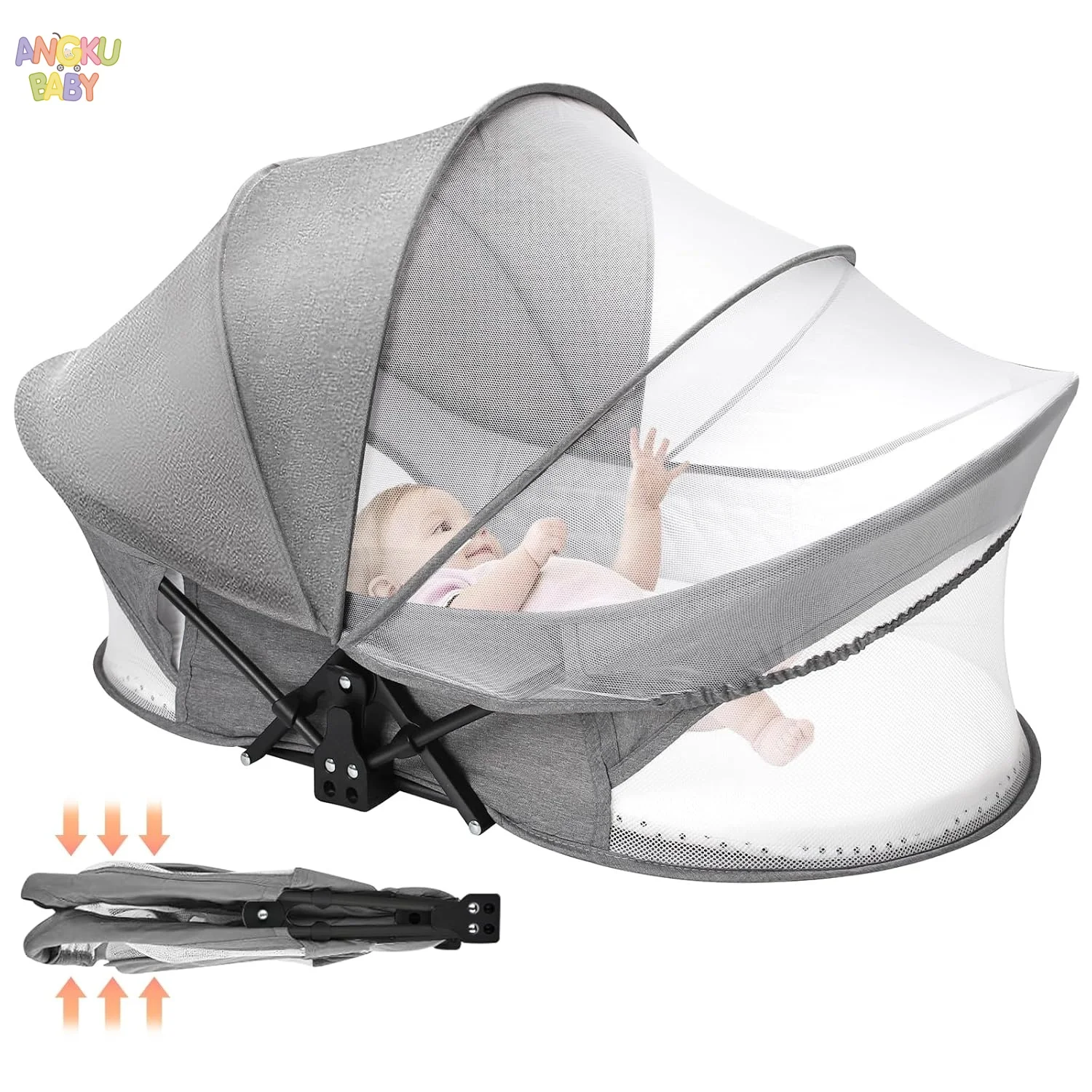 

Portable Baby Travel Bassinet with Mosquito Net Foldable Newborn Baby Bassinets with Storage Bag for Travel Infant Babies Bed