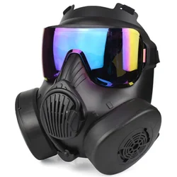 Maschera tattica protettiva con lente colorata ventola Airsoft maschera antigas integrale equitazione CS gioco Cosplay maschera divertente