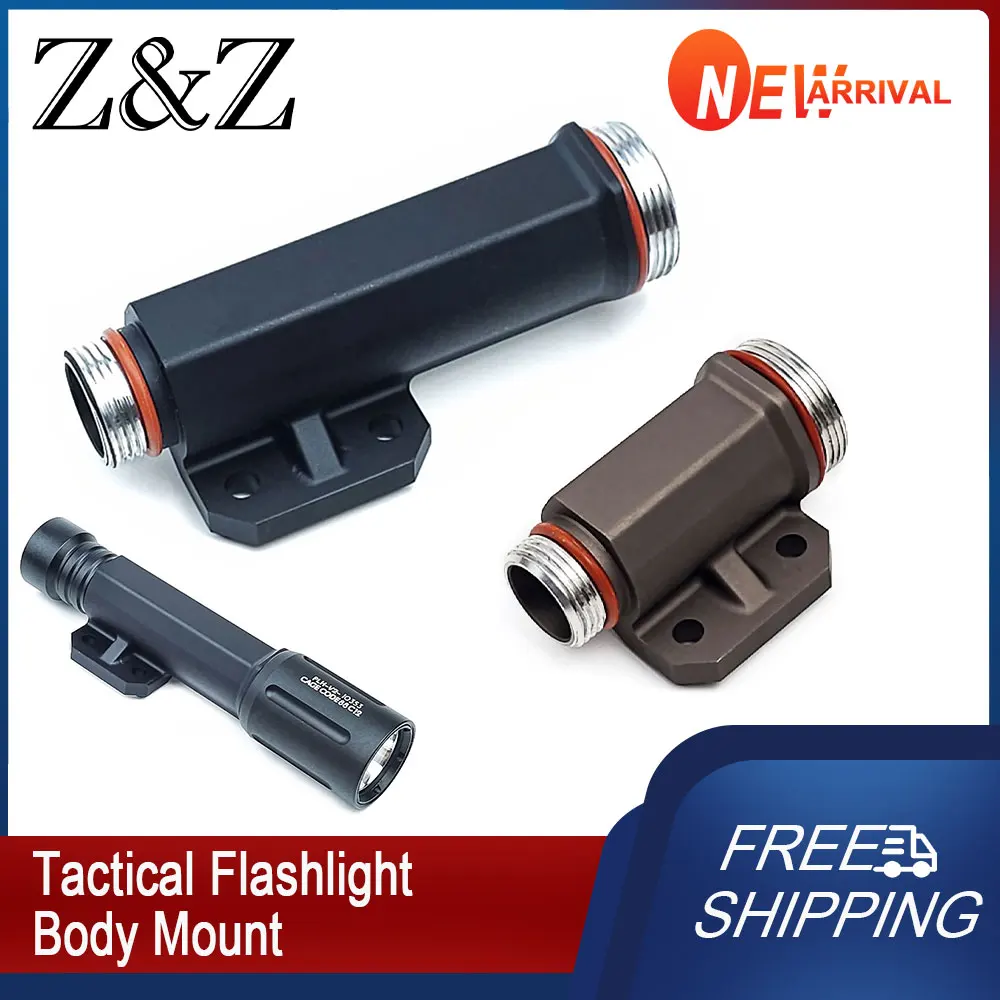 

Tactical Flashlight Body Mount Adapter For 18650 18350 Series Flashlight Accessories Right Side Helmet Metal Mounted