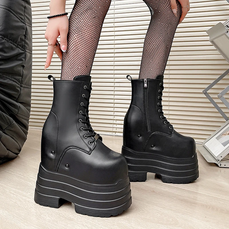 Cosplay  Boots 20cm Thick Bottom Platform Small Size Comic Show High Heels Wedding Concert Pancake Shoes Waterproof Uppers
