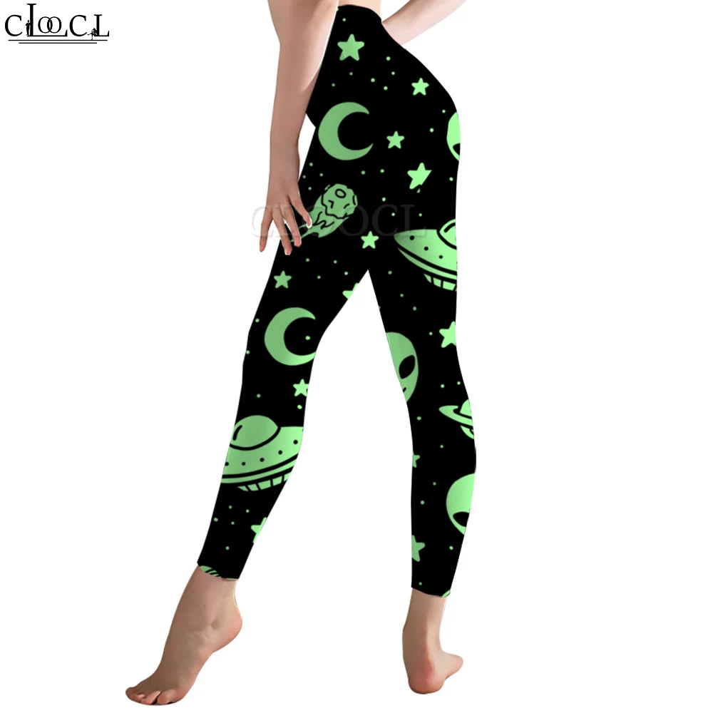 Cloocl Vrouwen Leggings Onbekende Planeet Print Elastische Taille Leggings Sneldrogend Afslanken Yoga Broek Aerospace Stijl Broek