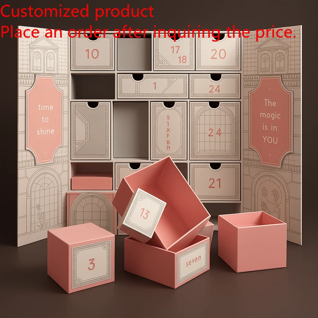 

2025.Personalized 30-Day Beauty Paper Christmas Advent Calendar Box Embossed Printing for Cream Perfume Mini Packaging for Face