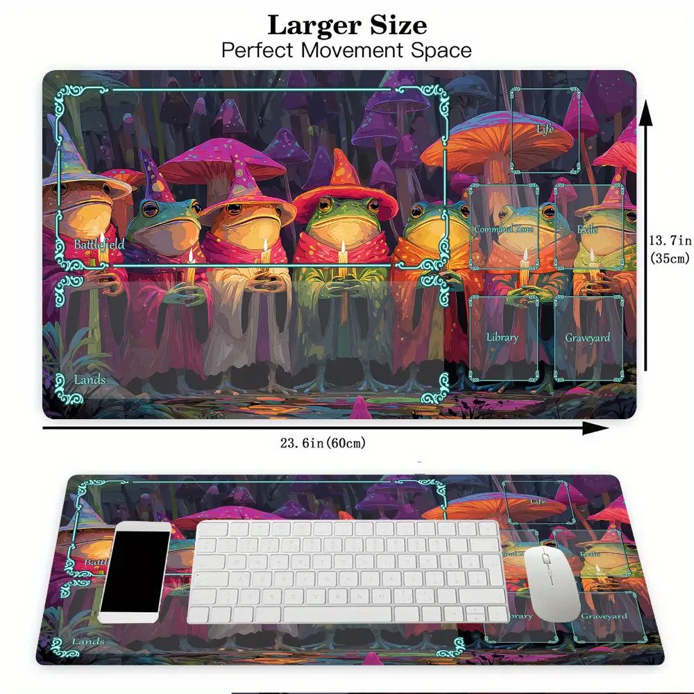Colorful Frog Wizard Magic Playmat Card Battle Gaming Mat with zone mtg playmat 60X35cm desk mat suitable for game gathering