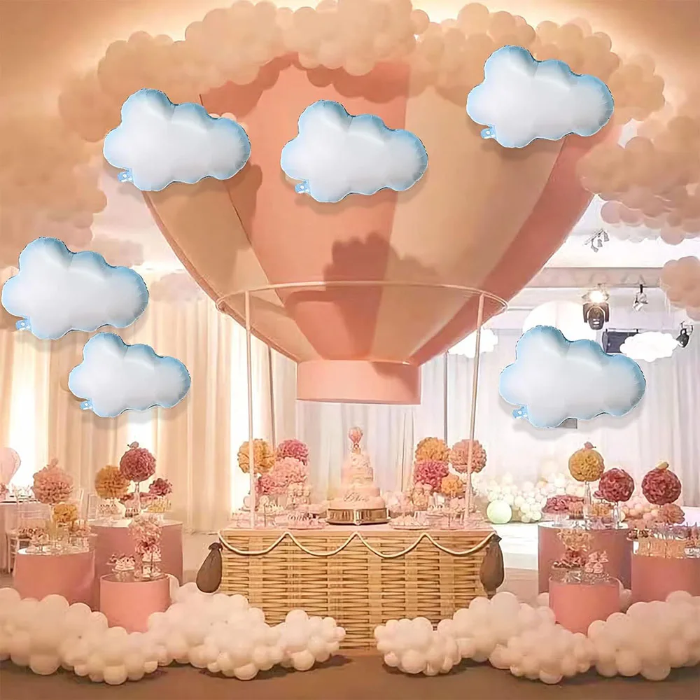 Wolkenballons, 8-teiliges Set mit 76,2 cm großen, aus Polyesterfolie und Aluminiumfolie gefertigten Helium-Wolkenballons, geeignet für Geburtstagsfeiern, Babypartys, Hochzeiten, Brautgeschenkpartys, blaue und weiße Themenpartys. – Detail 3