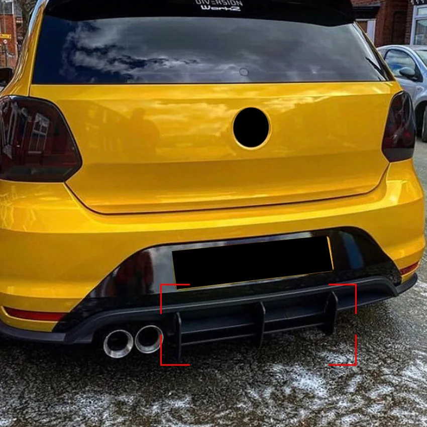 

For VW Polo MK5 GTI 3 Fins Rear Bumper Diffuser Spoiler Splitter Polo 5 MK5 GTI 6R 6C 2/4 Door BodyKits Tuning 2010-2018 Black