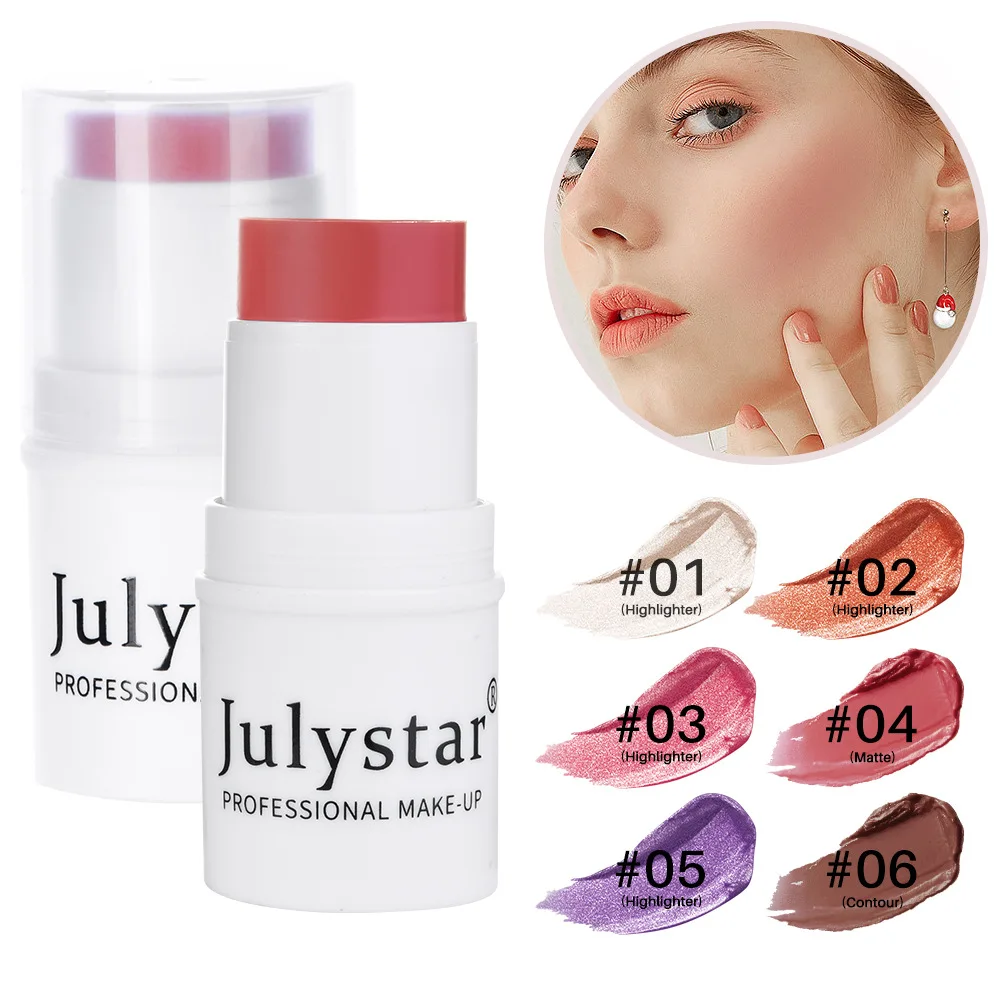 Julystar-Bâton de contouring pour le visage, fard à joues en poudre 256, éclaircit les lèvres, maquillage pour femmes, cosmétiques portables, 03 utilisation