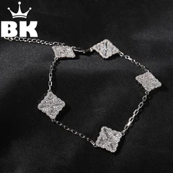 THE BLING KING Lucky Four Leaf Clover Bracelets Cubic Zirconia Pave Setting Adjustable Size Luxury Jewelry Gift For Girlfriend
