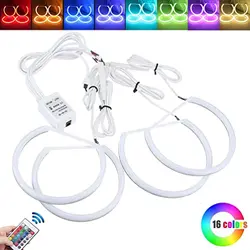 A1 131MMx4 Cotton RGB Multi-Color LED Angel Eyes Halo Rings FOR BMW 3/5/7 Series E36 E38 E39 E46 M3 Car Headlight Demon DRL