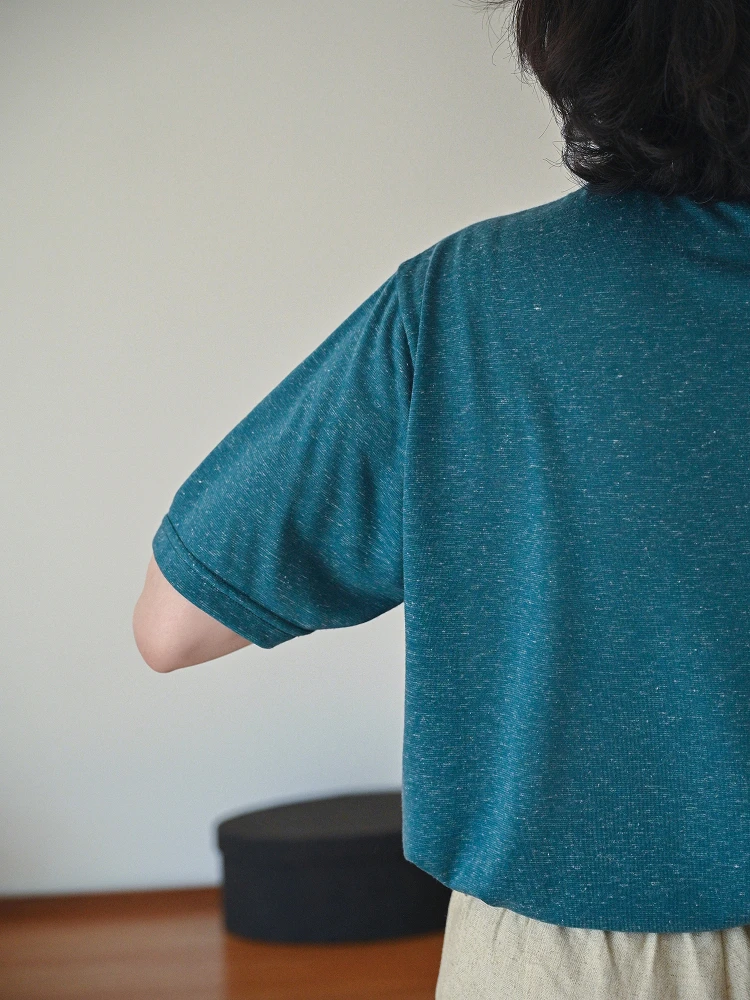 

Свободная повседневная футболка из хлопка и полиэстера для женщин, приятная к телу, базовая, универсальная, комфортная, цвет «каменный синий»...