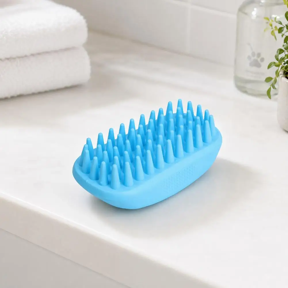 Two-in-one Pet Brush Rubber Pet Grooming Brush with Soft Bristles Gentle Shedding Comb for Short Haired Dogs Cats Bath Scrubber