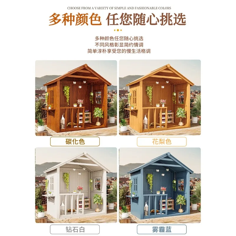 Roof garden anticorrosive wood pavilion assembly, courtyard mobile wood cabin outdoor sun room yard tool room
