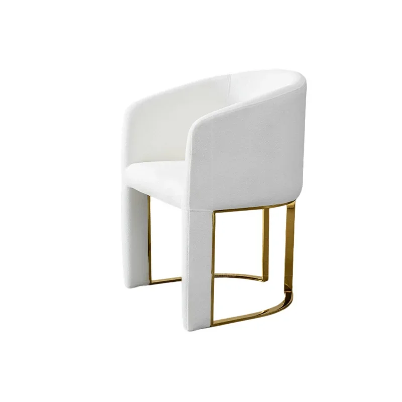 Modern Dining Chair Premium Commercial Restaurant Chair Luxury Hotel Beauty Salon White Lamb Fleece Back Chair
