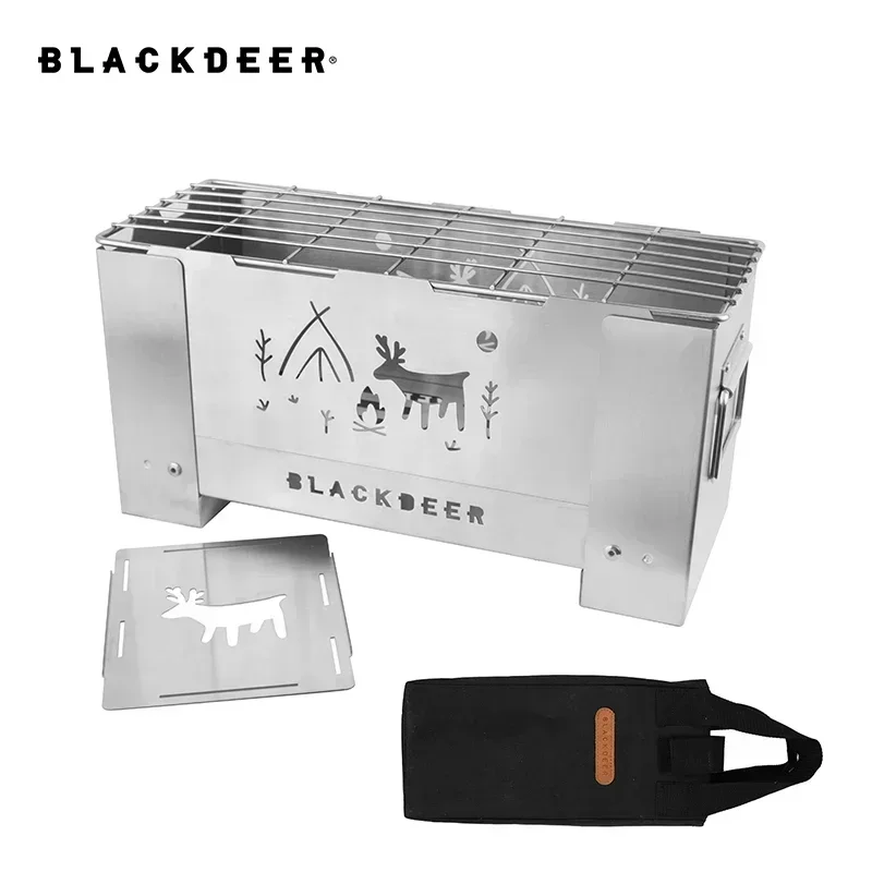 

BLACKDEER 7-hole Burner Camping Kitchen Lightweight Brazier Barbecue Stove Portable Wood Fire WorksTorch Grill Stainless Steel