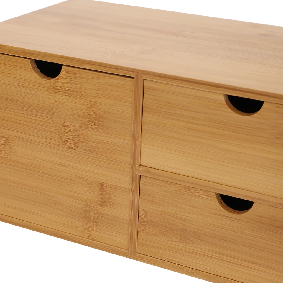 Eco-Friendly Bamboo Desk Organizer with 3 Drawers