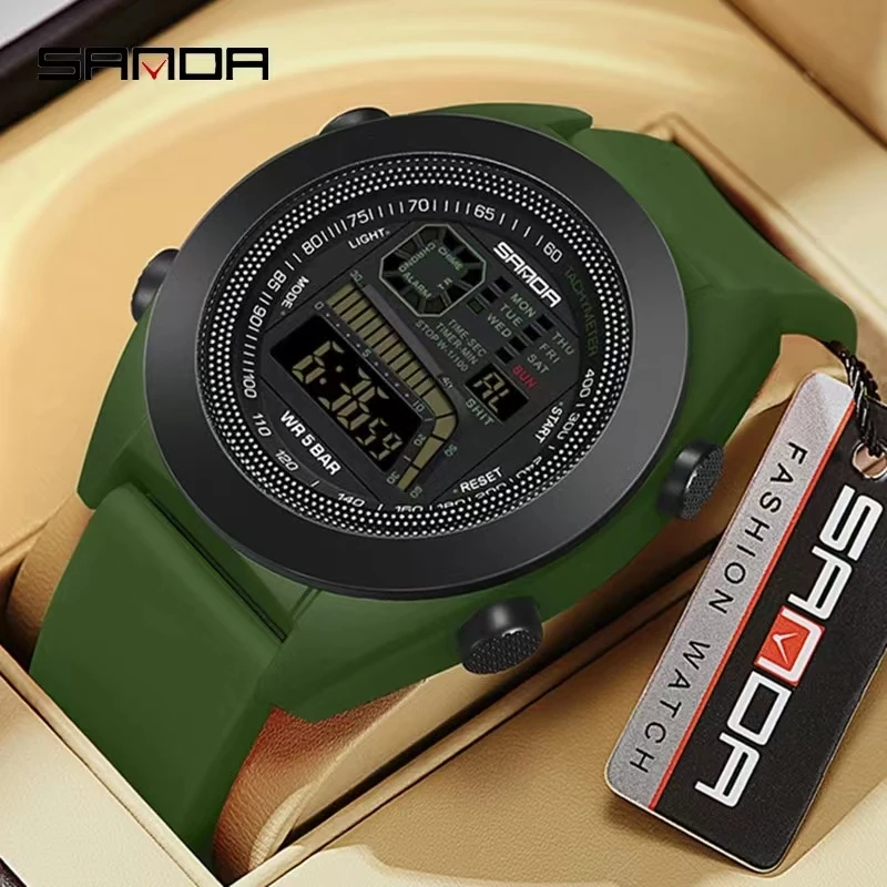 Sanda 9025 New Fashion Water Resistant Electronic Movement Outdoor Sport Hand Clock For Men Alarm Mode Wrist Stop Watch