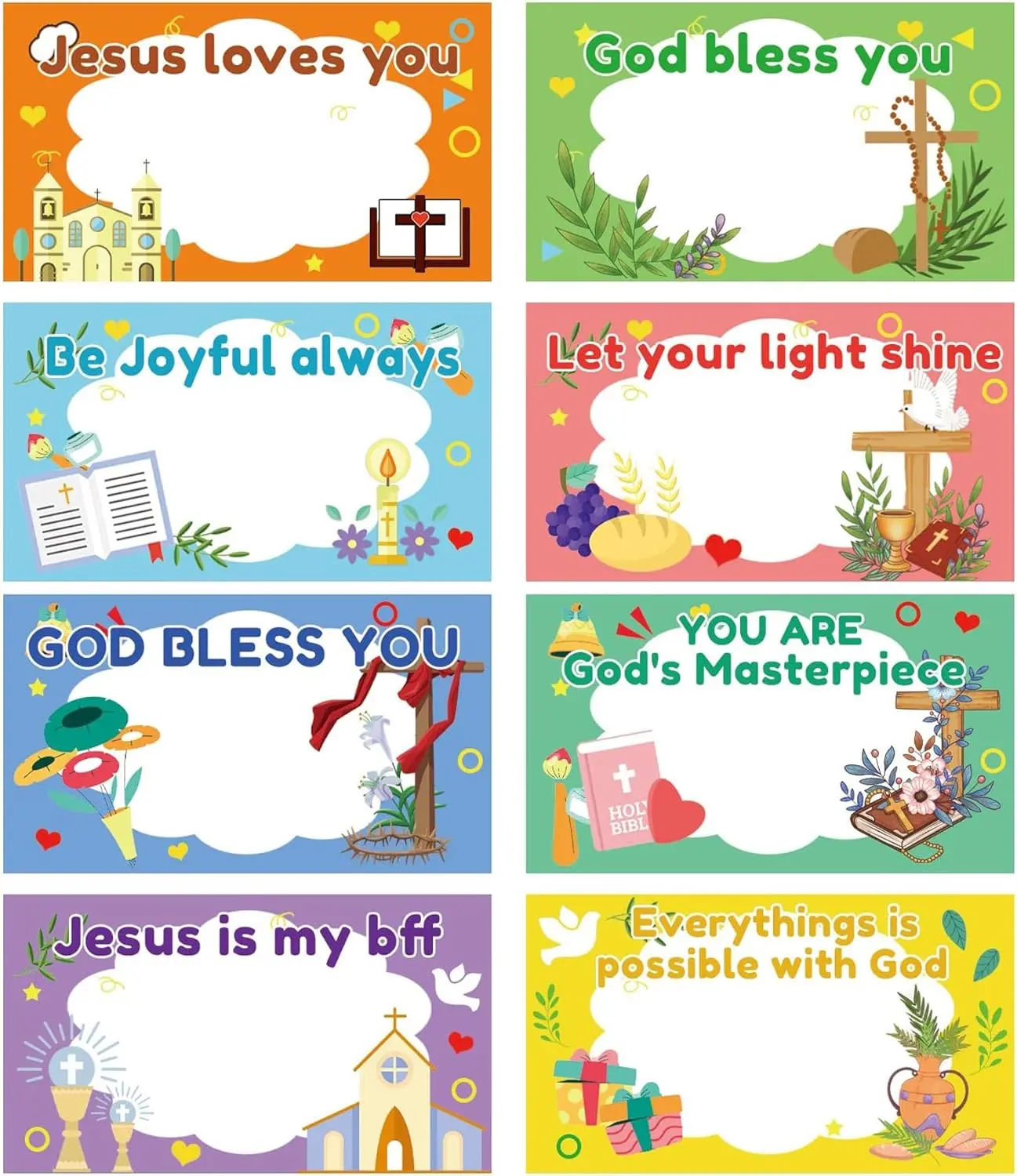 Bible Verse Name Tag Stickers 240 Pcs Easter Religious Name Tags 3.5 x 2 inch God Bless Self Adhesive Name Label - Motivational