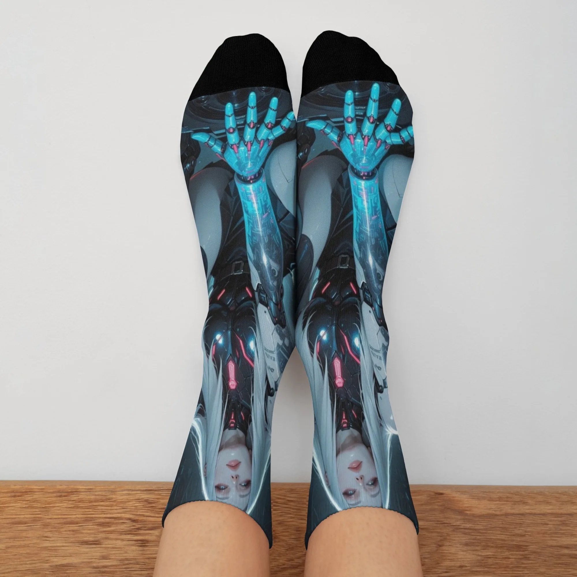 جوارب سايبربانك الميكانيكية النسائية المحارب الجدة Harajuku الهيب هوب الخيال العلمي نمط للجنسين الشارع مضحك الاتجاه الجوارب هدية حفلة سعيدة