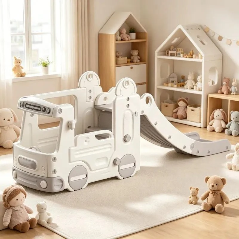 for Childrens Play House with Slide Indoor Bus Shape Toddler Playground Set Toy Set Family Room Activity