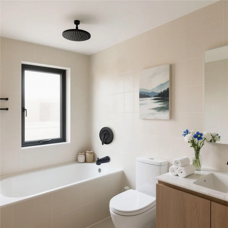 T98C-Black Shower Handle And Valve Kit For Moen Shower Handle Replacement Posi-Temp Valve Replacement