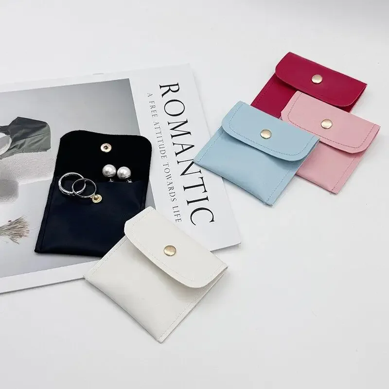

5/10Pcs Portable PU Leather Jewelry Storage Bag Earring Necklace Rings Party Travel Wedding Packaging Gift Snap Storage Pouch