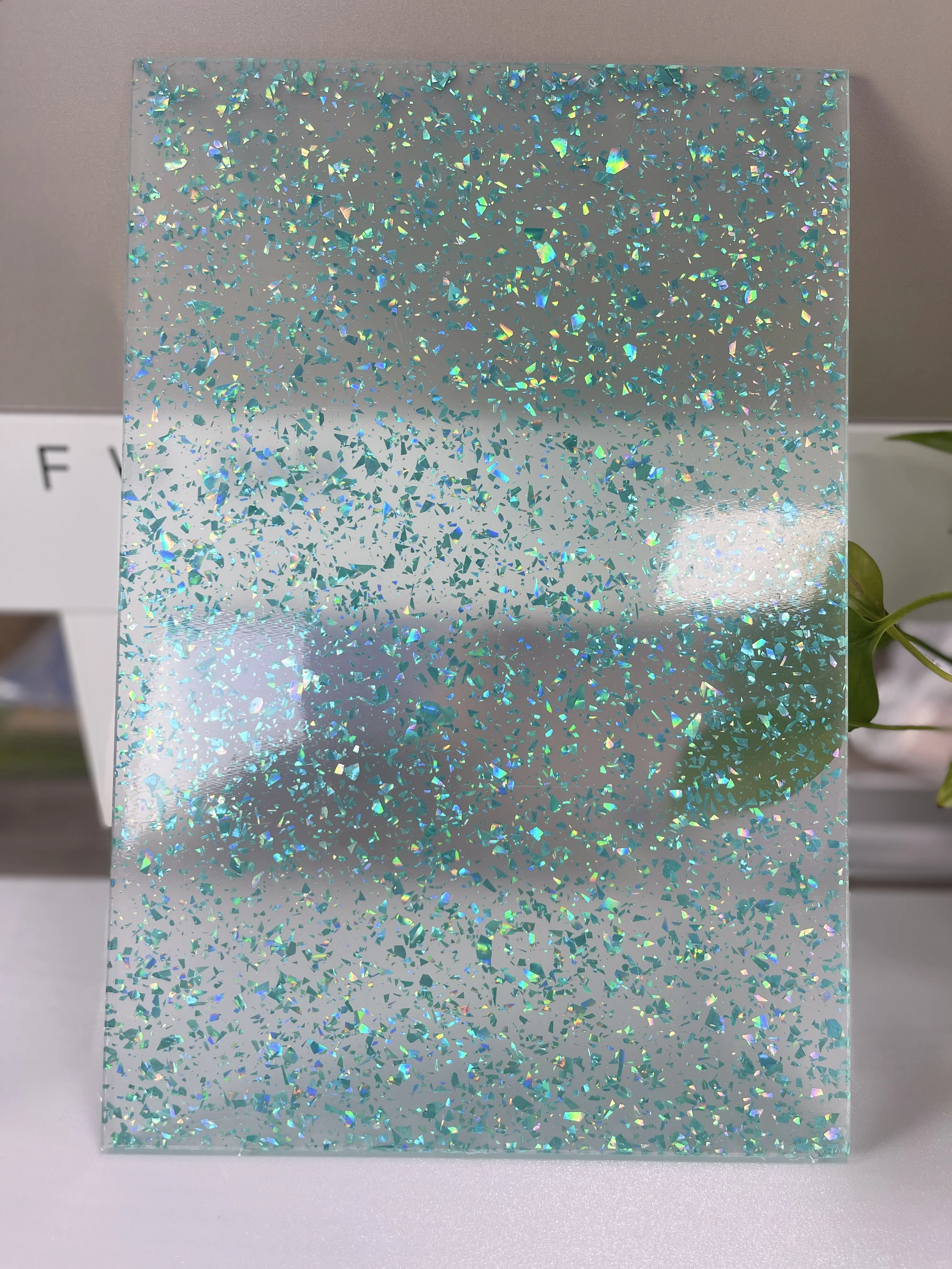 Blue Confetti Glitter Cast Acrylic Sheet  1/8 Thickness 12x8 Inches Size Flake Acrylic for Making Handmade Crafts Bookmarker