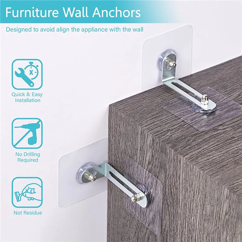 4.5/6cm Shelf Furniture Support Punch-free Self-adhesive Child Safety Cabinet Furniture Anti-falling Fixator Cabinet Fixer