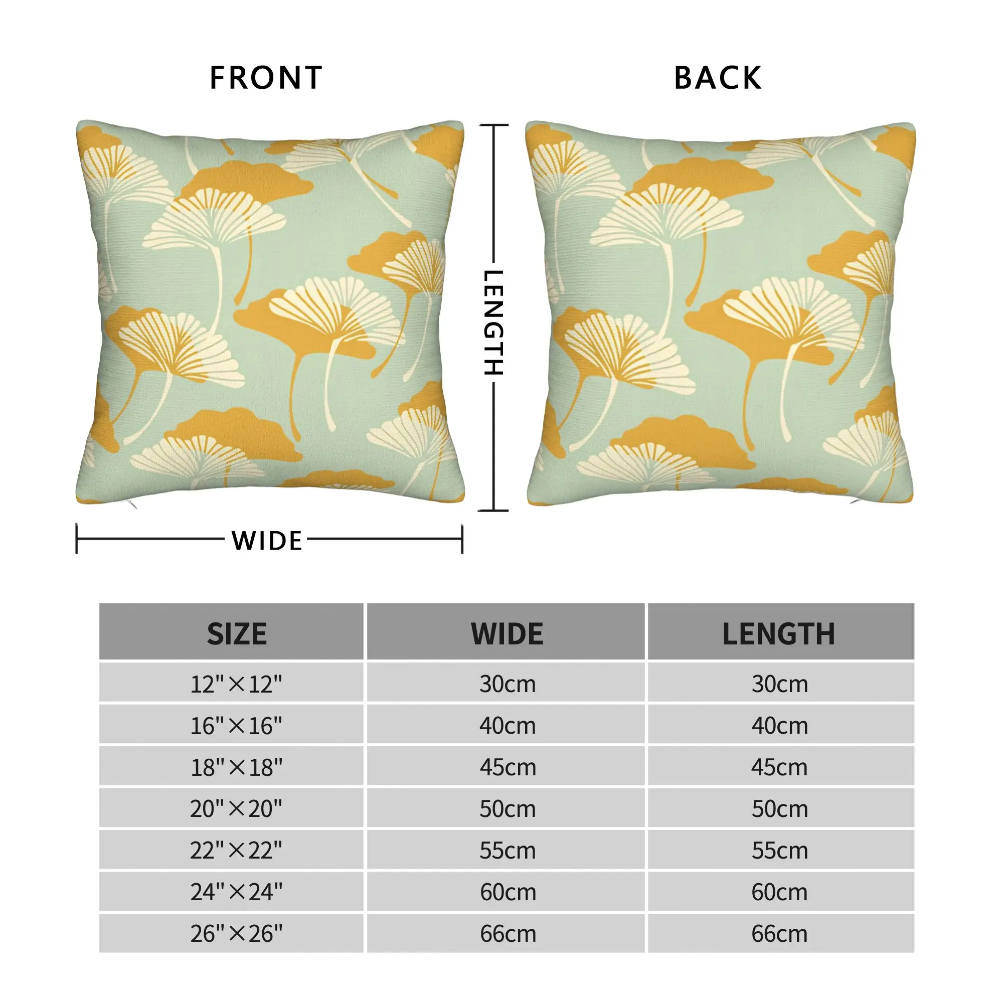 Ginkgo Leaves Pillow Case  Print Pillow Cover Novelty Cushion Cover For Couch Sofa Bedroom