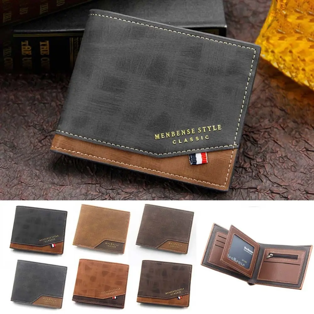 Casual Leather Men's Short Wallet Slim Multi-Slot 2 Fold Wallets Multifunction Coin Purse Credit Card Case Travel