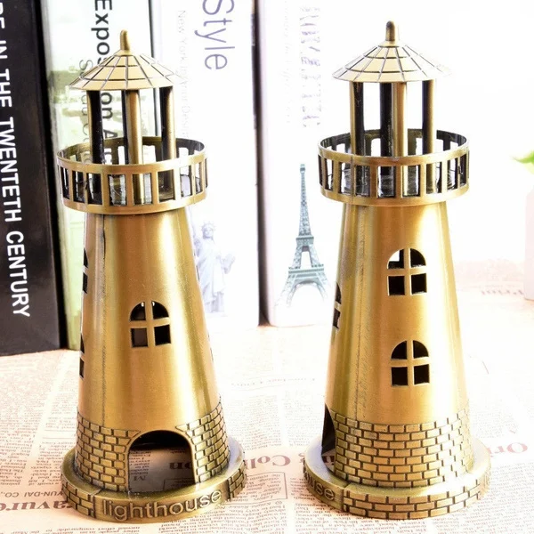 Lighthouse maritime beacon tower home and office zinc alloy handicraft boutique ornament Mediterranean lighthouse ornament