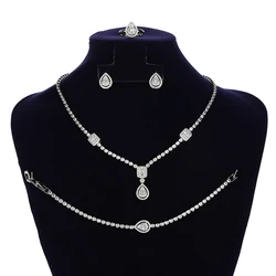 Jewelry Set HADIYANA Charm Fashion Wedding Jewelry Ring Earring Necklace And Bracelet BN9132 Fashion Party Gifts
