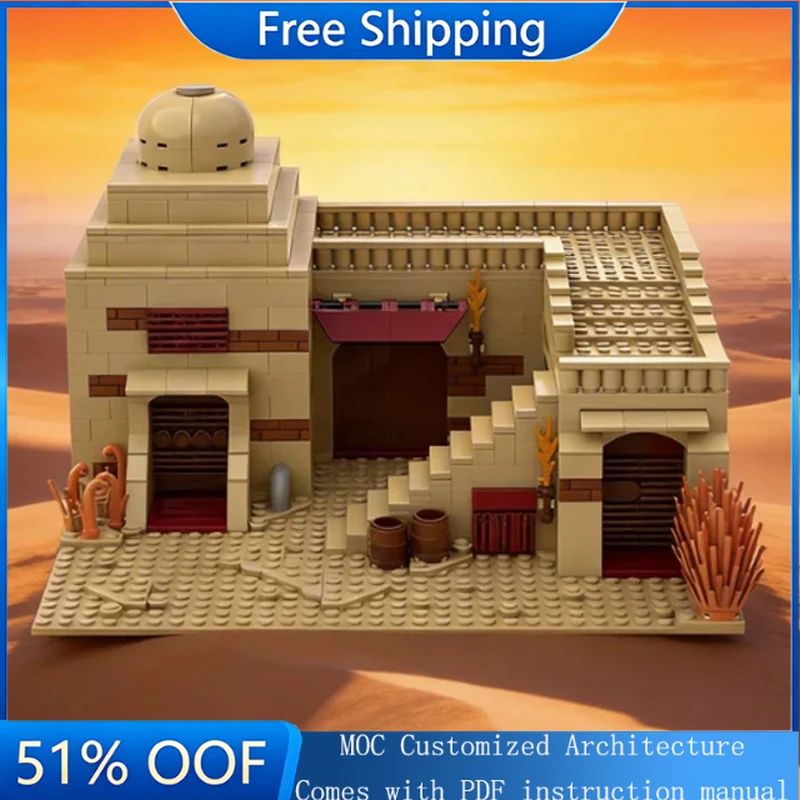 

Конструктор 787 Parts MOC Star Battle Series: Модель «Дом в пустыне», развивающий набор для творчества, подарок на день рождения для детей