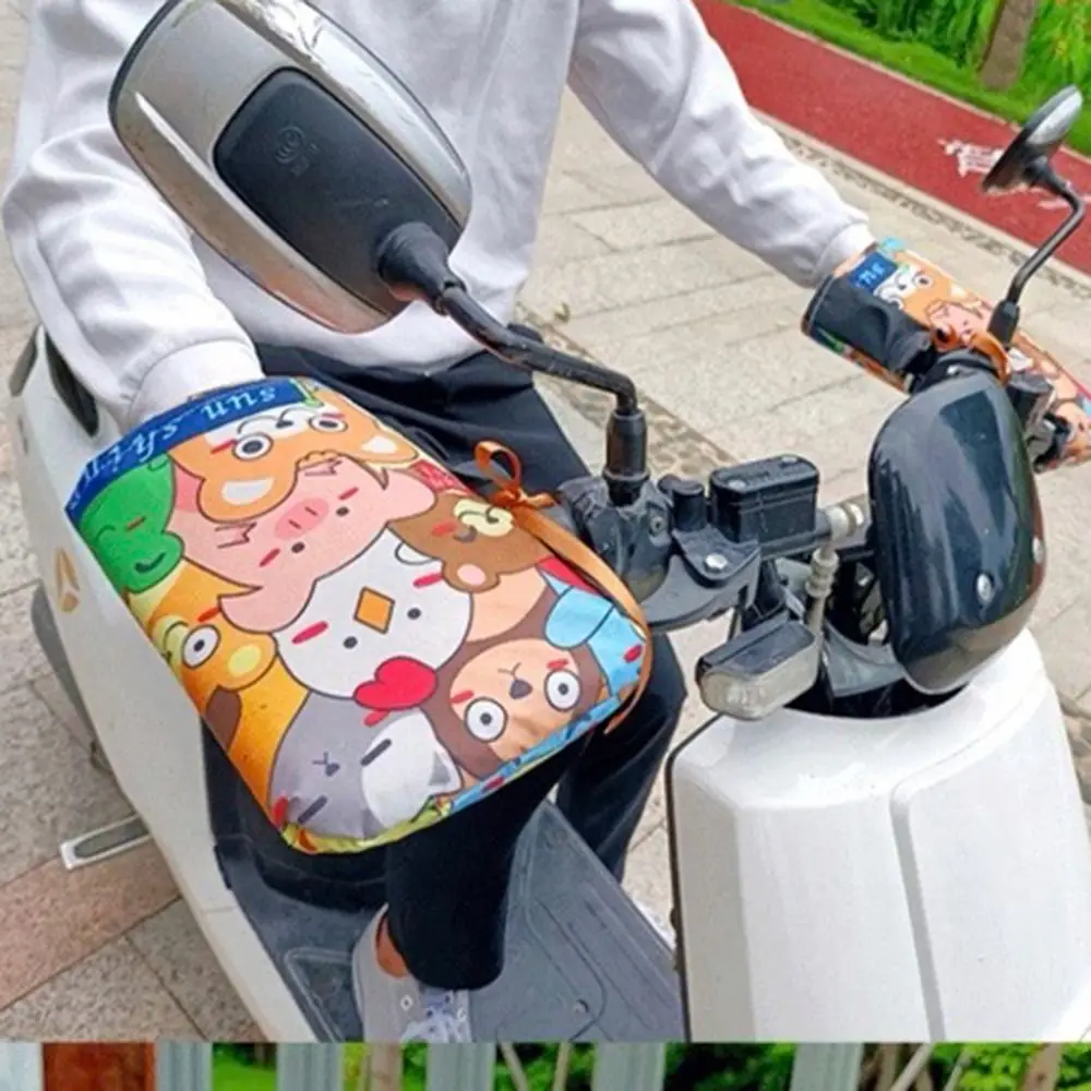 Gants chauds pour véhicule électrique, résistants au froid, imperméables, coupe-vent, poignées épaisses, protection des mains pour Scooters, dessin animé