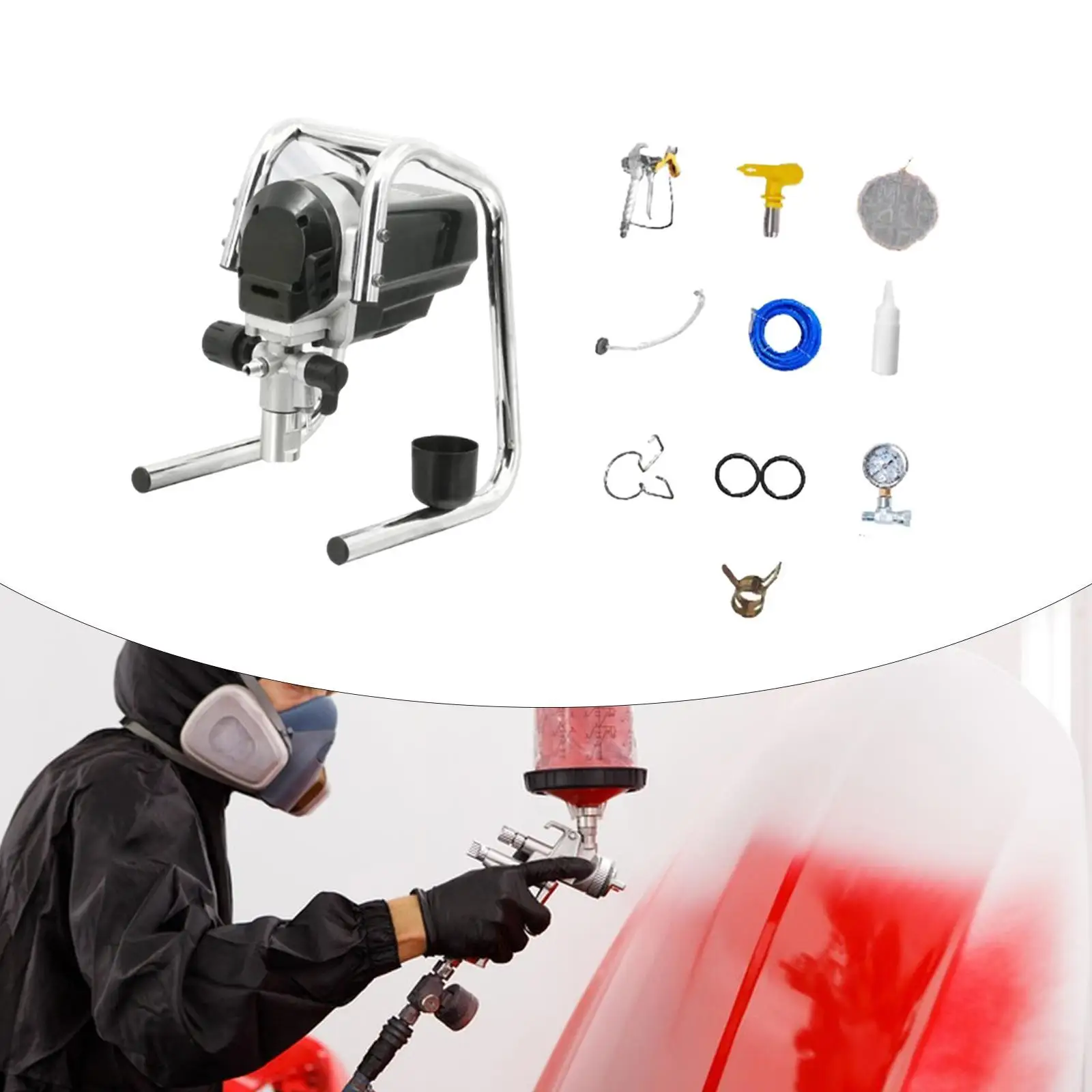 Pulvérisateur de peinture sans air à support électrique, prise UE 220V pour garage, polyvalent, portable avec poignée de transport, professionnel, 3300PSI