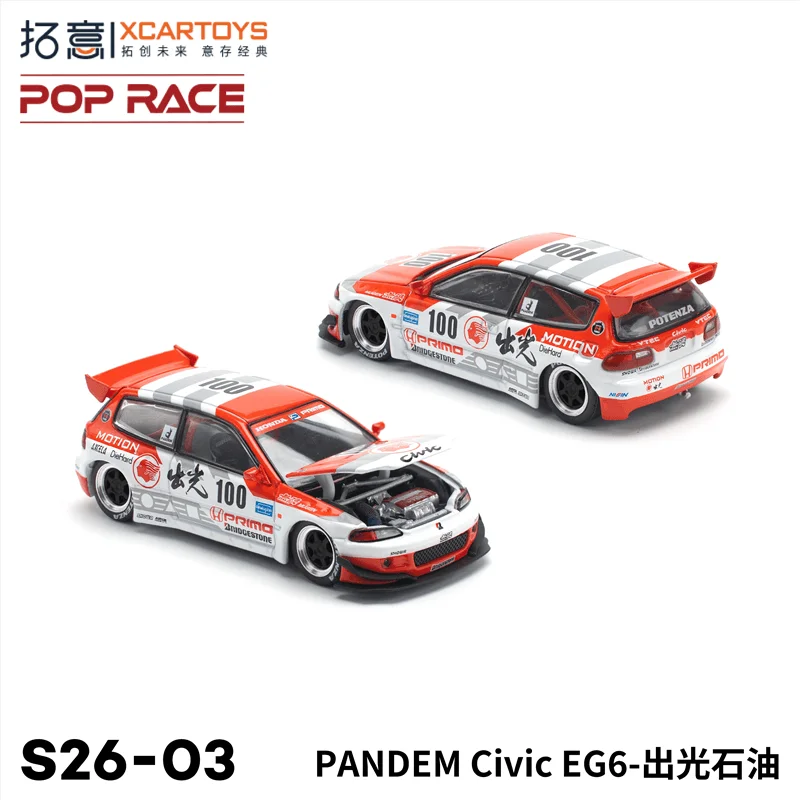 

Xcartoys x POP RACE 1:64 Pandem Civic EG6 Bule Idemitsu JACCS Diecast Model Car
