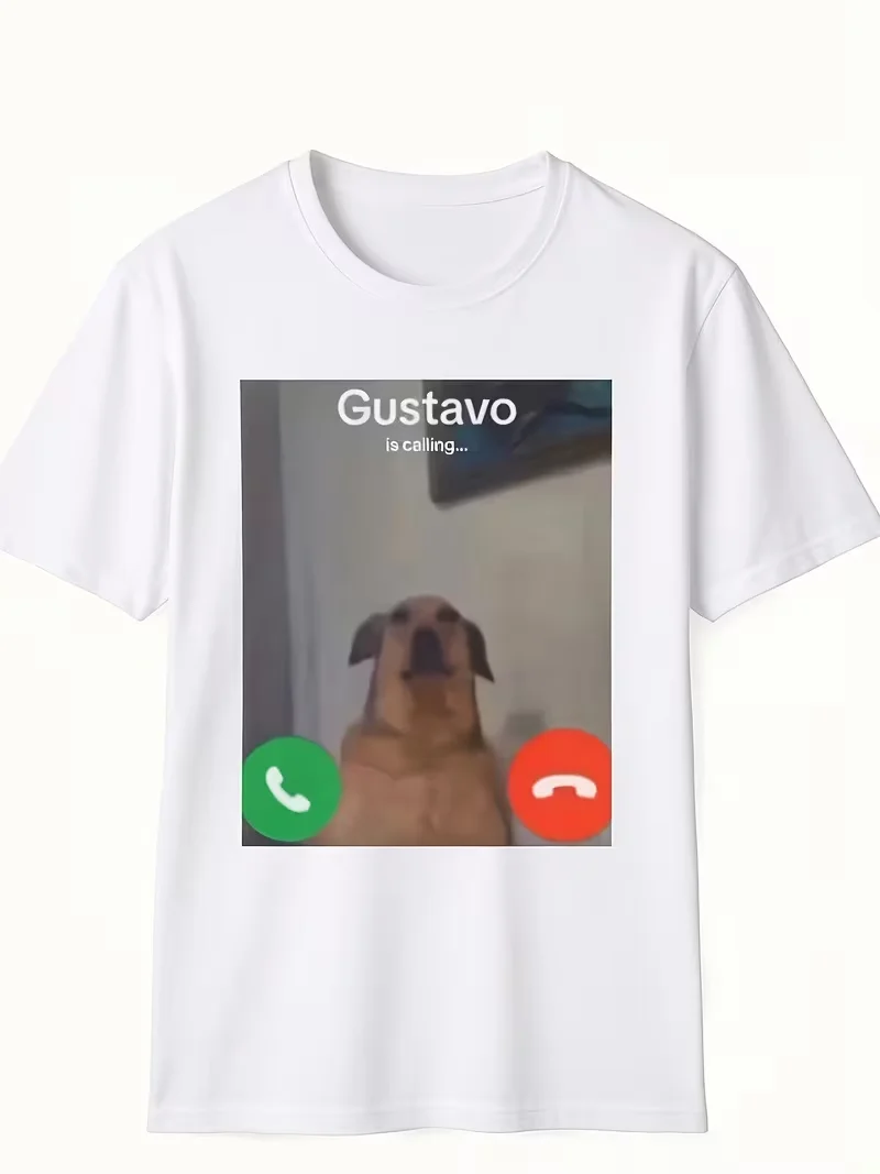 Funny Gustavo Dog Meme T-Shirt, Humorous Graphic Crew Neck Tee, Men Women Casual Short Sleeve Top for Daily Wear & Gifting