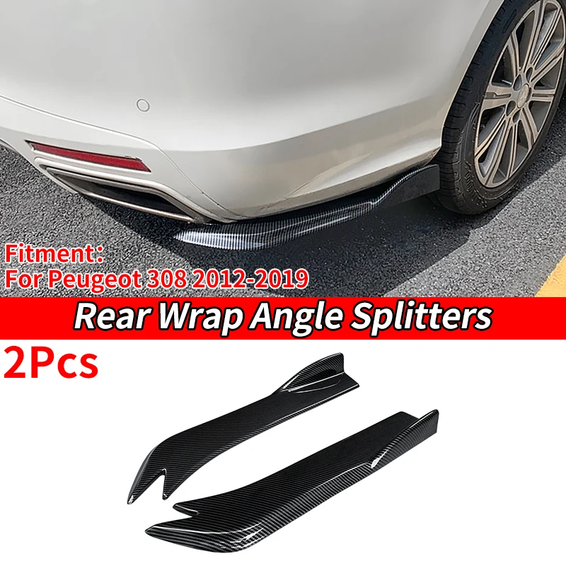 

For Peugeot 308 2012-2019 Car Rear Bumper Splitters Aprons Trunk Lip Spoiler Canard Wing Diffuser Wrap Angle Protector Carbon