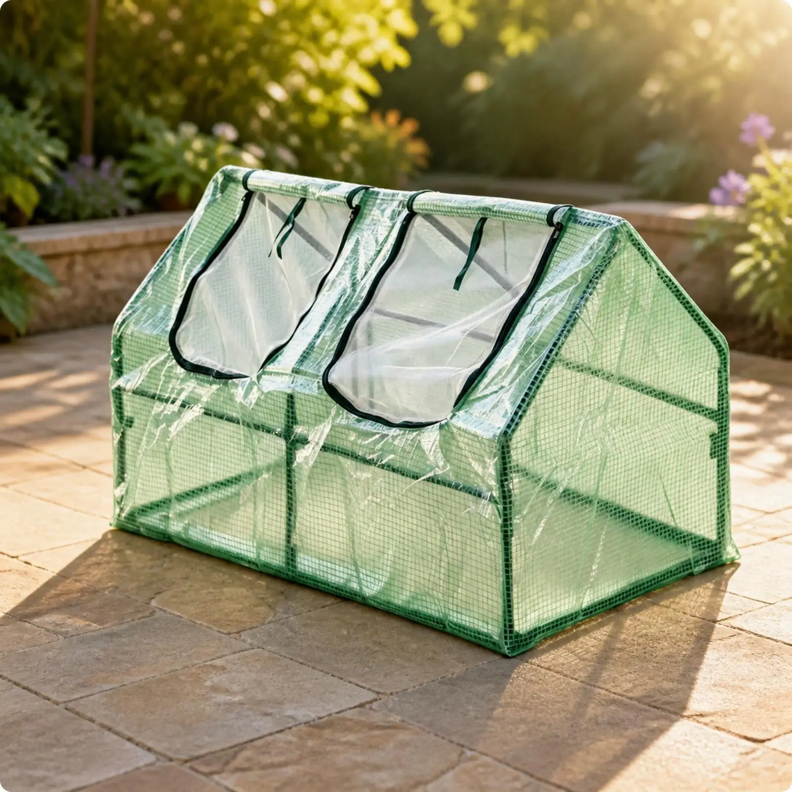 Greenhouse with Zippered Openings | Mesh Ventilation Panels, Portable Lightweight Design, Potted Plant Shelter, for Garden