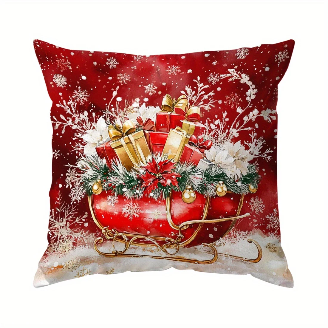 Christmas Train Pillow Cover Throw Pillow Seasonal Holiday Decor Xmas Gift Cushion for Sofa Couch Home Accent