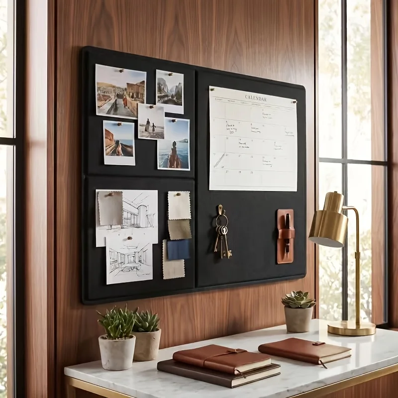 1pc Wall Hanging 3-zone Felt Memo Board 3 Compartment Partition Message Board For Photo Display Notes Home School Decor