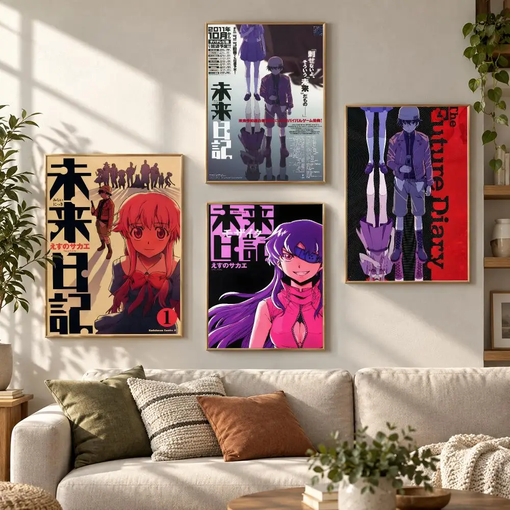 Future Diary Manga Anime Retro Character Fan Series Poster Contemporary Wall Art Print for Bedroom & Living Room, Unframed