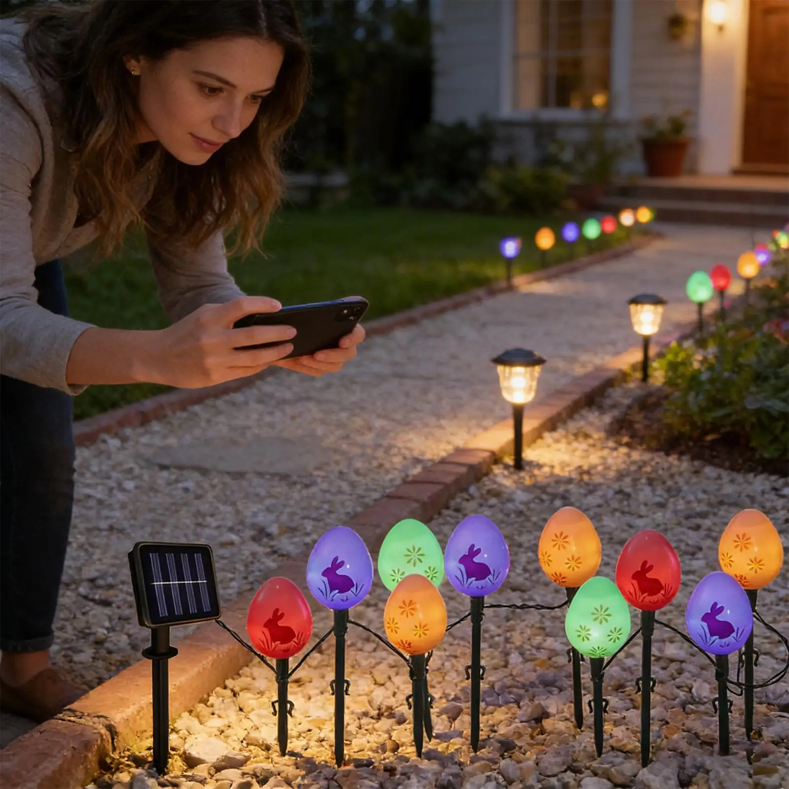 Easter Solar String Lights 3.5M Waterproof Outdoor Egg Lights Warm White for Garden Yard Pathway Patio Spring Decor Easy Install