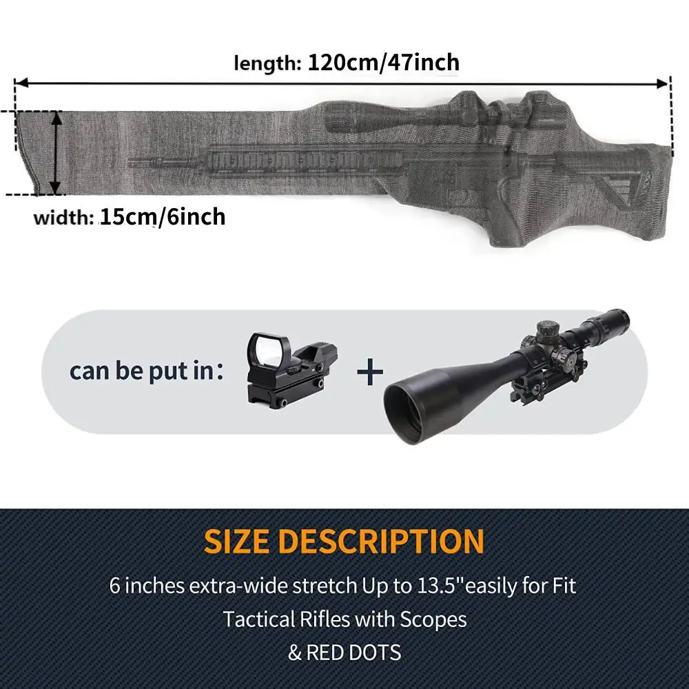 Juste de protection en polyester pour fusil de chasse, étui à manches, chaussette pour odor, sac de tir et de pêche, 47 ", 120cm, 2 pièces, le plus récent