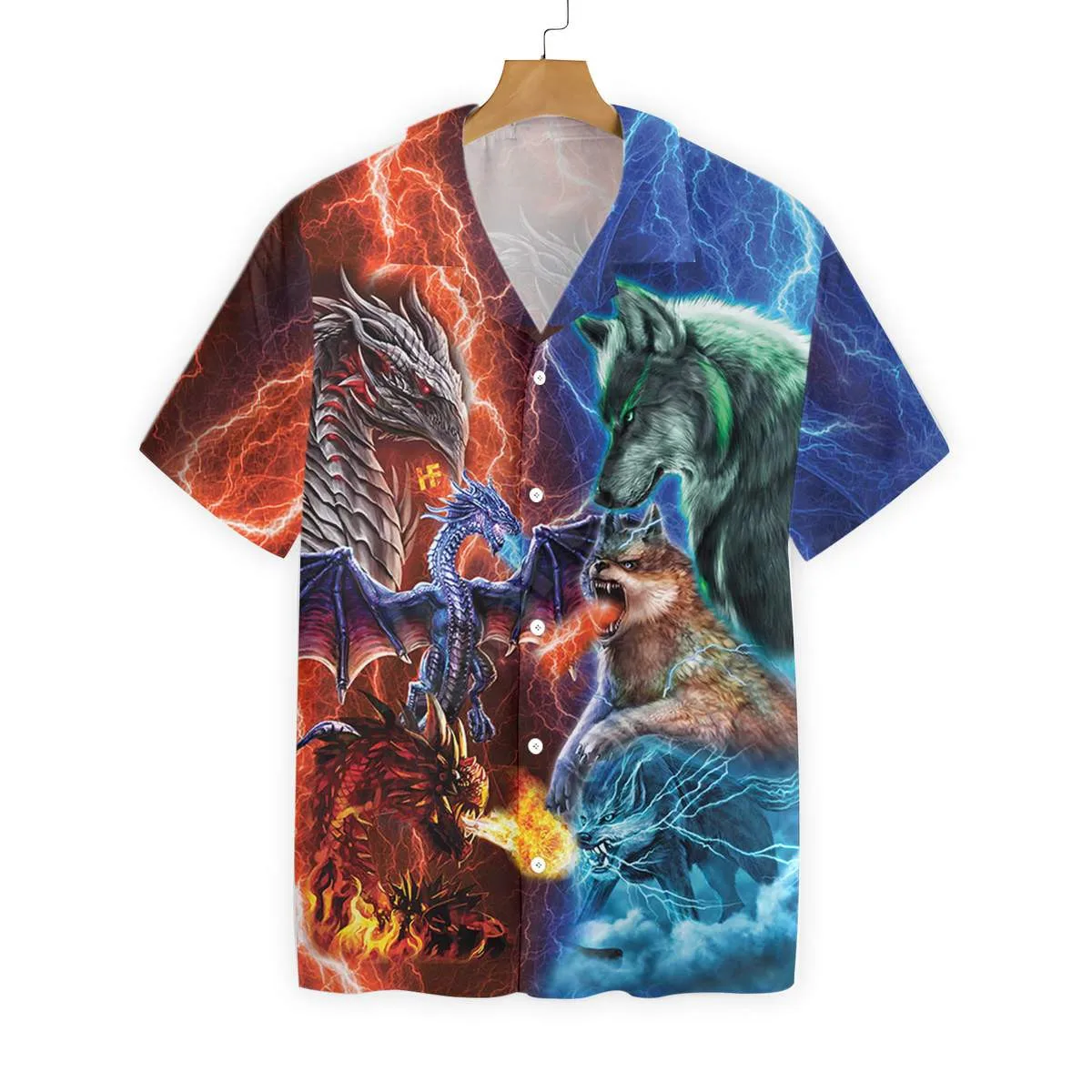 Hawaii Shirt Beach Summer Dragon And Wolf Hawaiian Shirt 3D Printed Men For Women Tee hip hop shirts cosplay costume