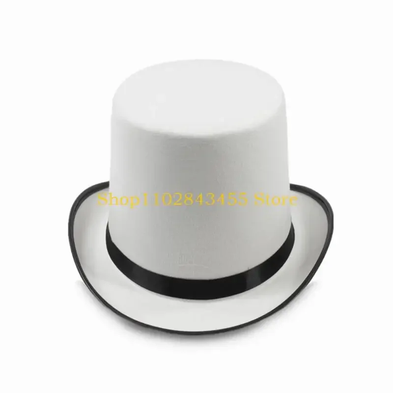 49MC Magician Top Hat White Top Hat Magician Performed Hat Stage Performances Bowler Top Hat Fancy Dress Costume