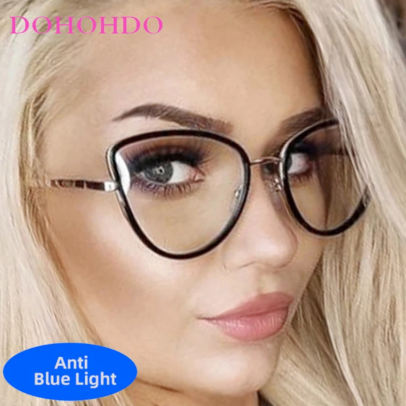 

Retro Luxury Designer Metal TR90 Cat Eye Eyeglasses For Women Men Fashion Brand Optical Spectacle Anti-Blue Light Eyewear Lentes