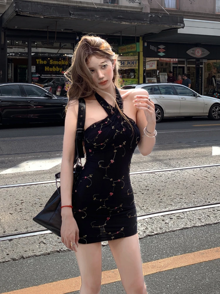 Casual Bodycon Sexy Dress Women 2000s Y2k Clothing Vintage Elegant Mini Dress Even Party Korean Fashion Chic Summer Sleeveless