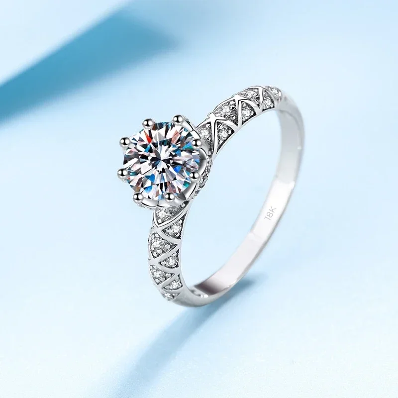 Designer jóias videira emaranhado 1ct moissanite anel de diamante, 18k ouro branco boa qualidade romântico anel de casamento feminino