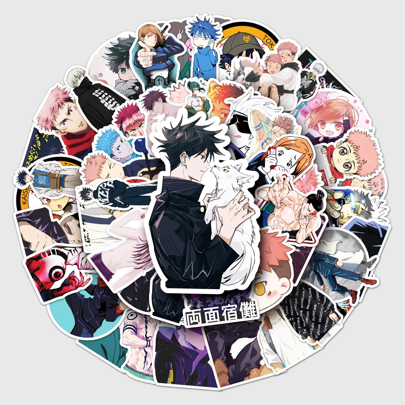 50 Stück Anime Jujutsu Kaisen Cartoon Graffiti Dekor-Aufkleber für Notizbuch, Tagebuch, Gepäck & Auto