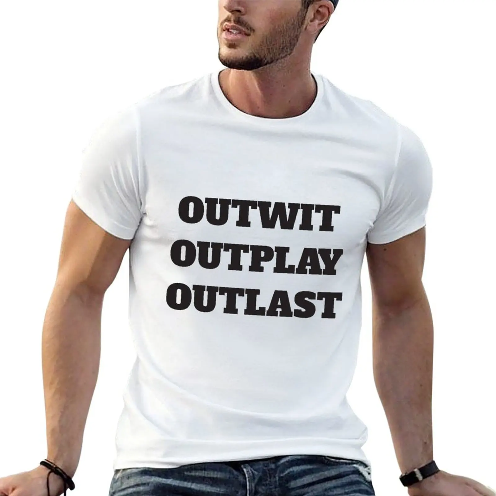 outwit outplay outlast T-Shirt Daily Wear Plain Short Sleeve Shirt