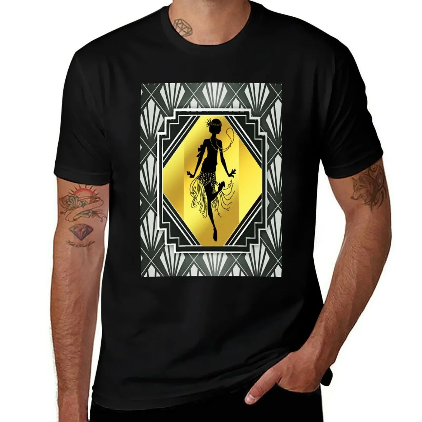 Art Deco Flapper Roaring 20's Gatsby Style Print T-Shirt anime clothes vintage anime t shirts T-shirt men